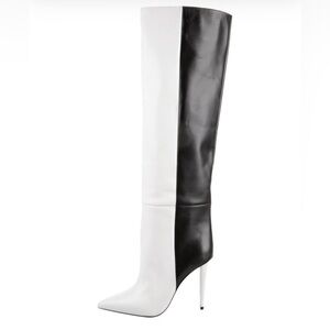 Christian Louboutin Astrilarge 100 Botta Black & White Colorblock Knee  Boots